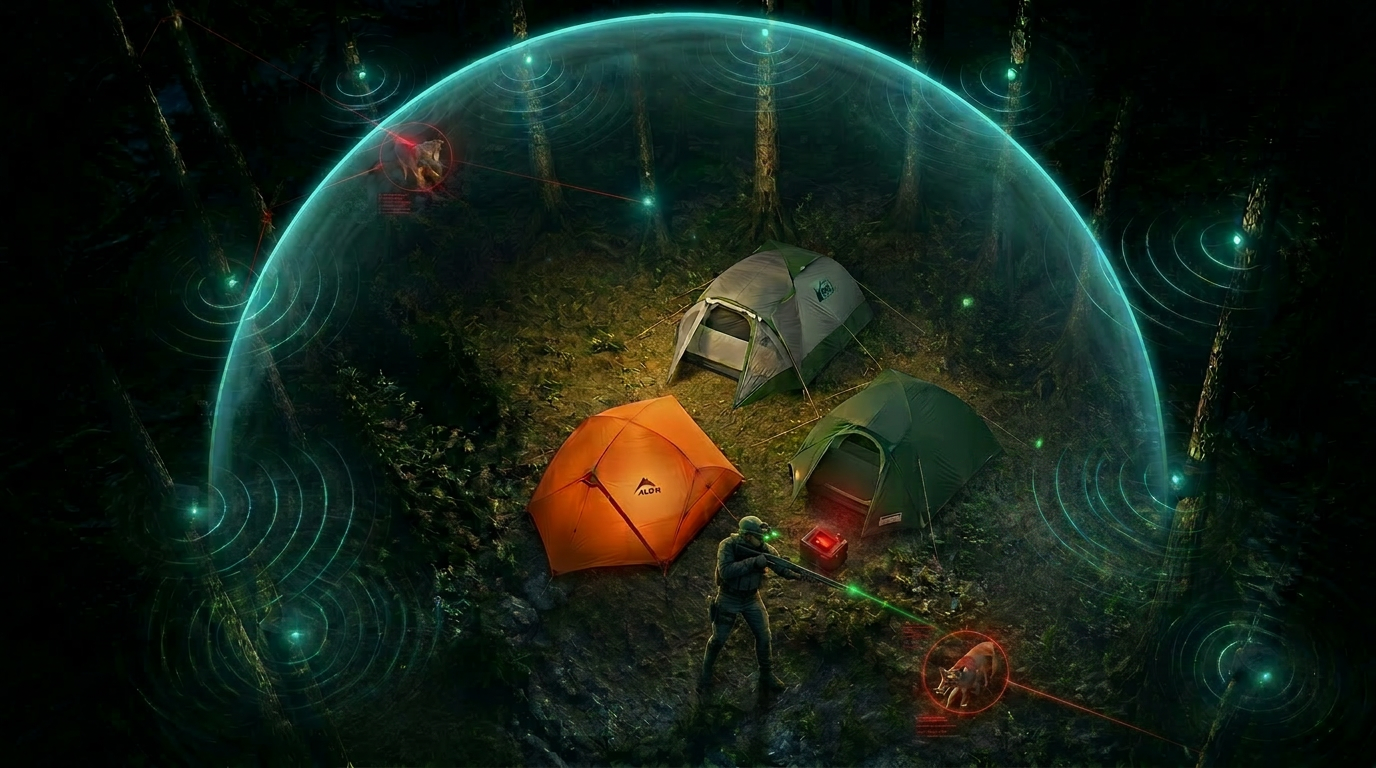 Local wireless PIR nodes around your camp.